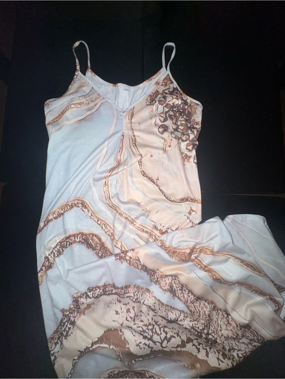 Women's Beige Marble-Print Maxi Dress - Lightweight Style